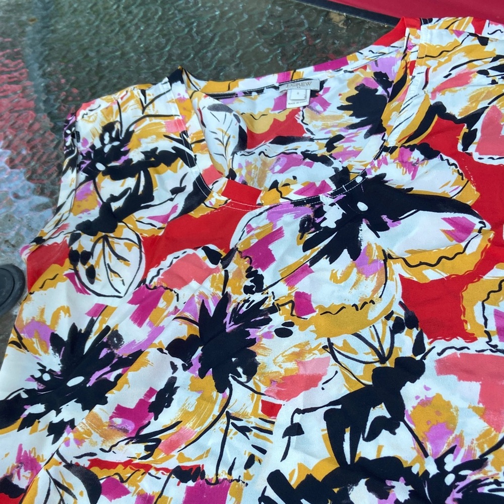 J. Crew Multicolor Abstract Print Top